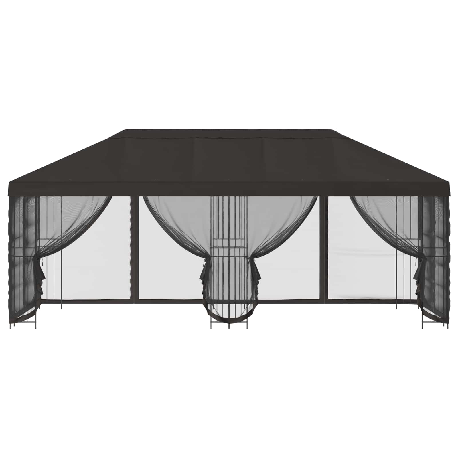 Pavillon mit Seitenwänden 6 x 3 m Anthrazit Polyester und Stahl