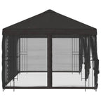 Pavillon mit Seitenwänden 6 x 3 m Anthrazit Polyester und Stahl
