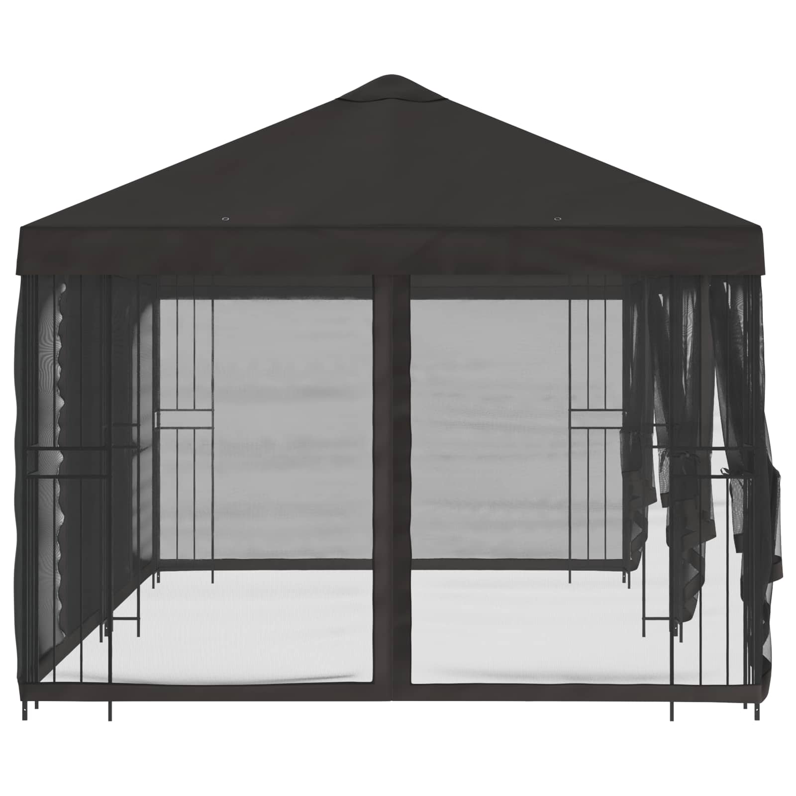 Pavillon mit Seitenwänden 6 x 3 m Anthrazit Polyester und Stahl
