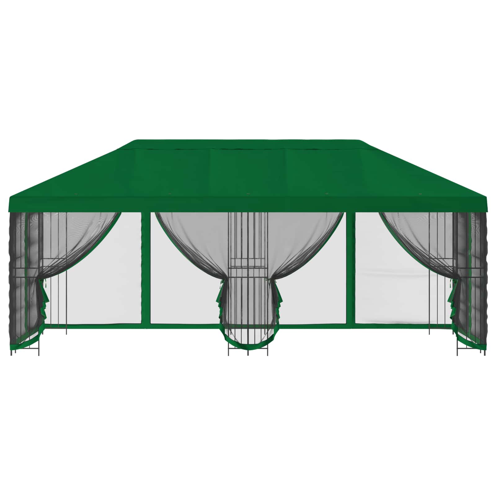 Pavillon mit Seitenwänden 6 x 3 m Grün Polyester und Stahl 190