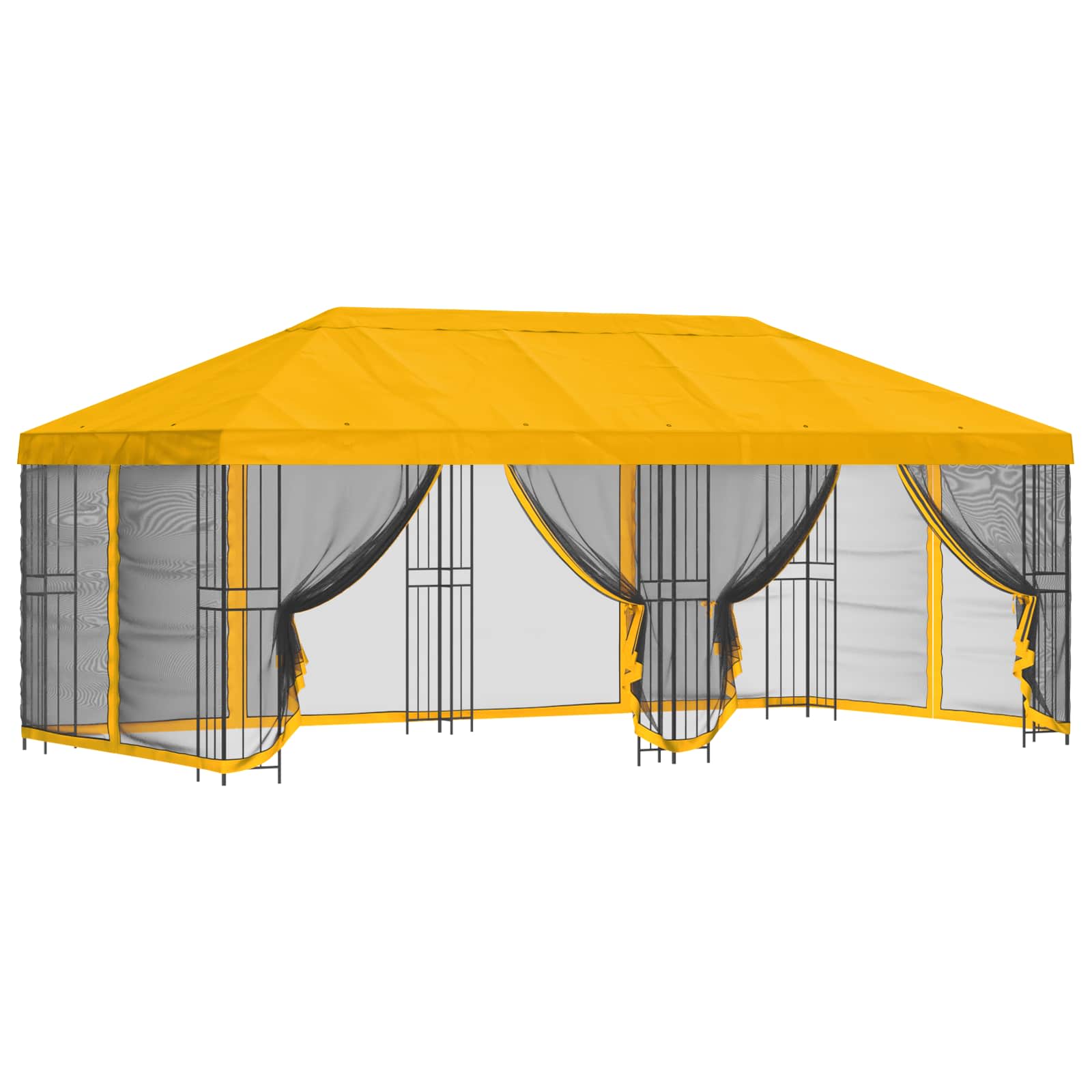 Pavillon mit Seitenwänden 6 x 3 m Gelb Polyester und Stahl 190