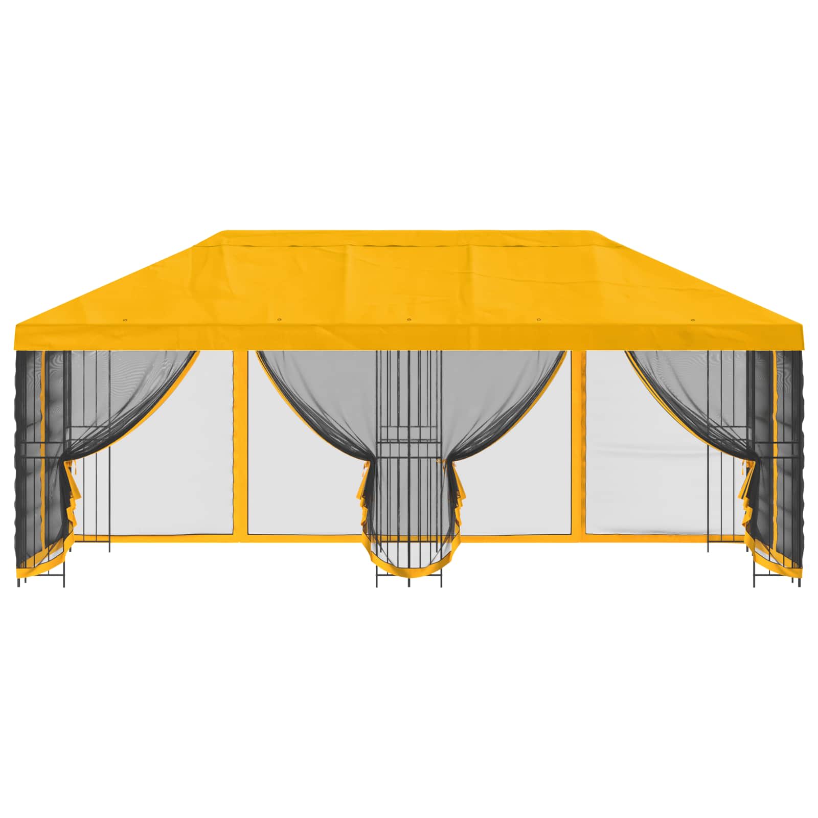 Pavillon mit Seitenwänden 6 x 3 m Gelb Polyester und Stahl 190