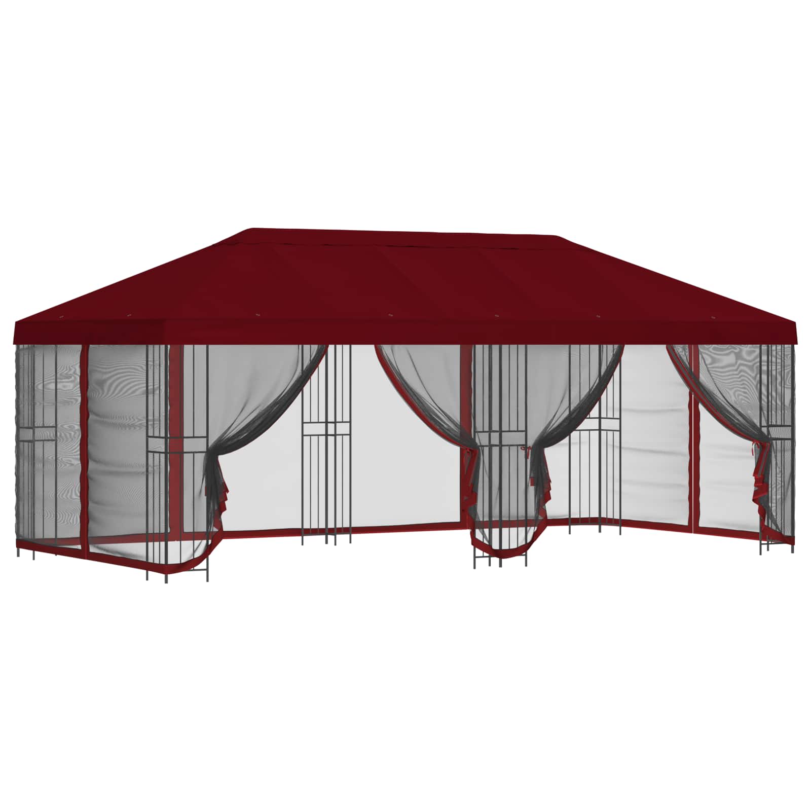 Pavillon mit Seitenwänden 6 x 3 m Bordeauxrot