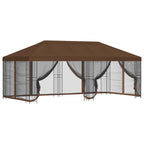 Pavillon mit Seitenwänden 6 x 3 m Braun Polyester und Stahl 190