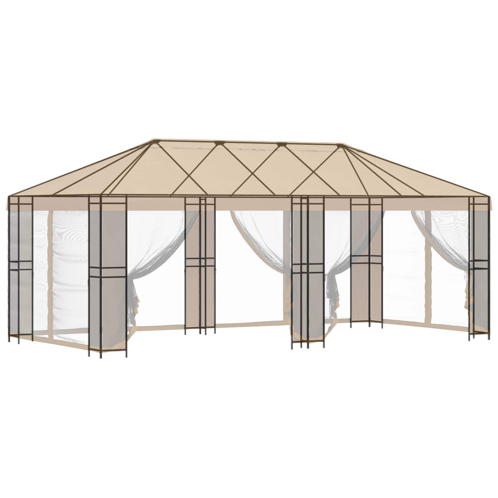 Gazebo Rahmen 6 x 3 m Schwarz Stahl