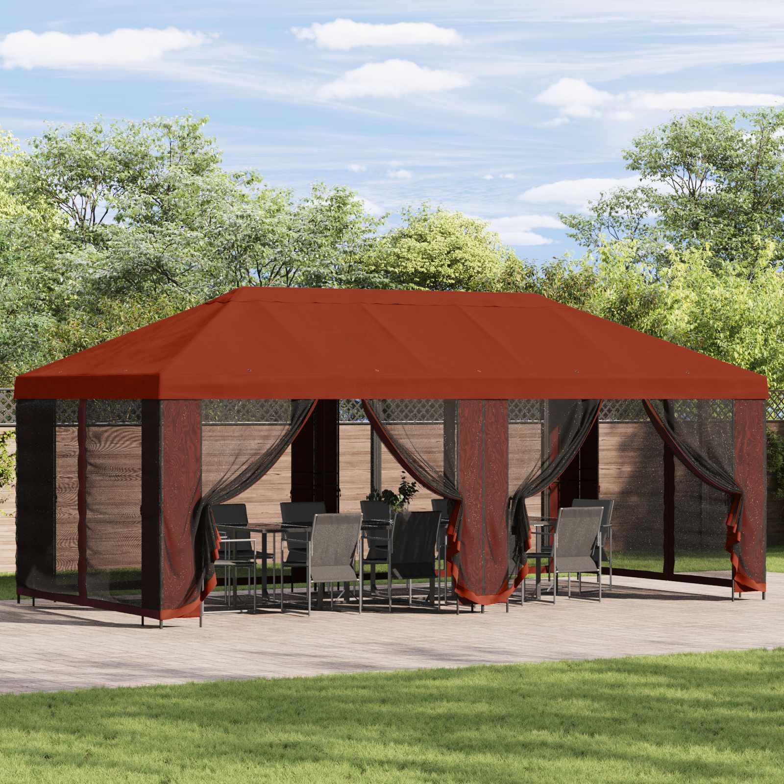 Garten Pavillon 6 x 3 m Terrakotta Polyester und Stahl 190