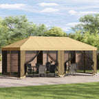 Pavillon mit Seitenwänden 6 x 3 m Creme Polyester und Stahl 190