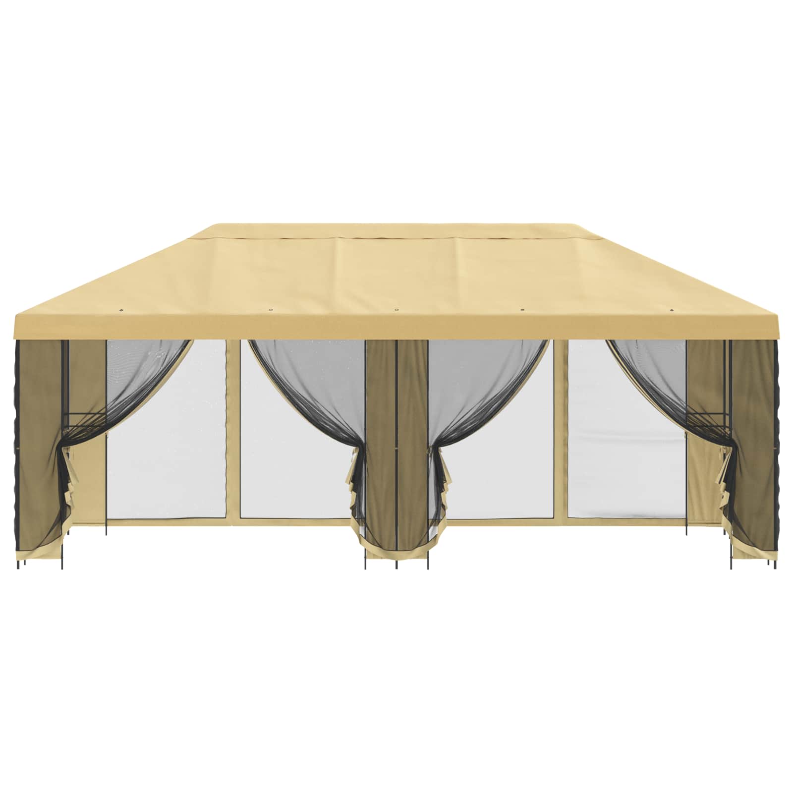 Pavillon mit Seitenwänden 6 x 3 m Creme Polyester und Stahl 190