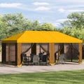 Pavillon mit Seitenwänden 6 x 3 m Gelb Polyester und Stahl 190