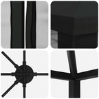 Pavillon mit Seitenwänden 6 x 3 m Schwarz Polyester und Stahl