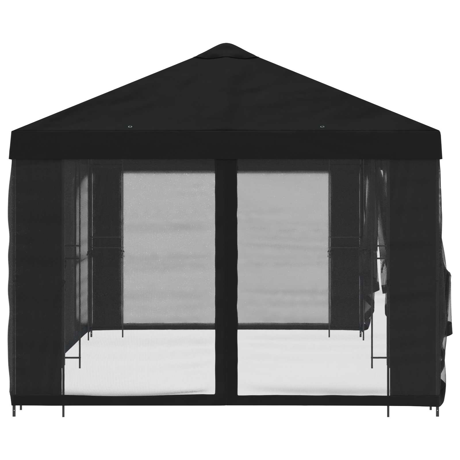 Pavillon mit Seitenwänden 6 x 3 m Schwarz Polyester und Stahl
