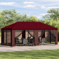 Pavillon mit Seitenwänden 6 x 3 m Bordeauxrot