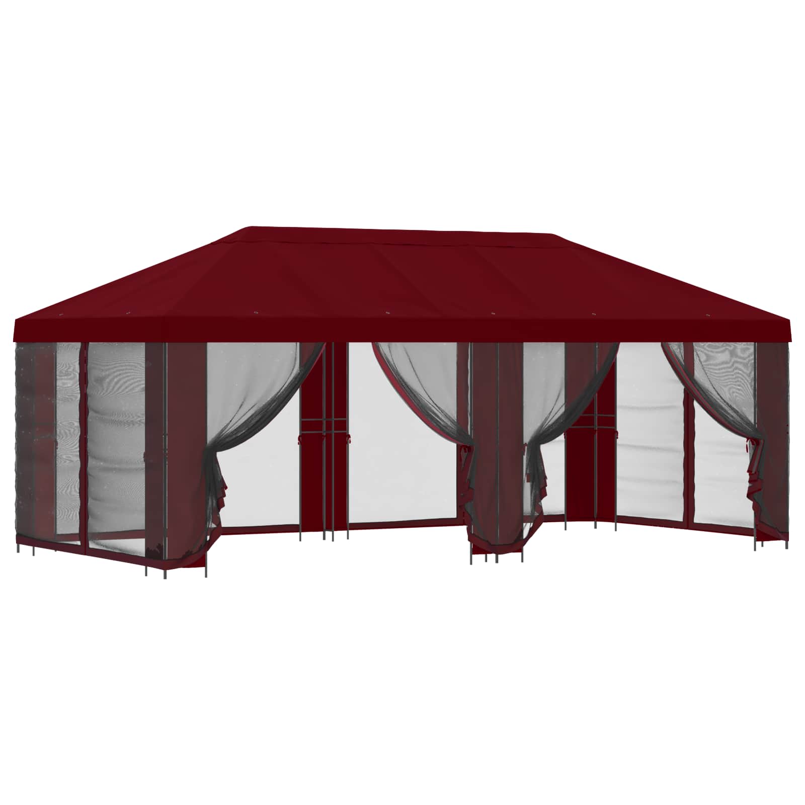 Pavillon mit Seitenwänden 6 x 3 m Bordeauxrot