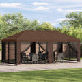 Pavillon mit Seitenwänden 6 x 3 m Braun Polyester und Stahl 190