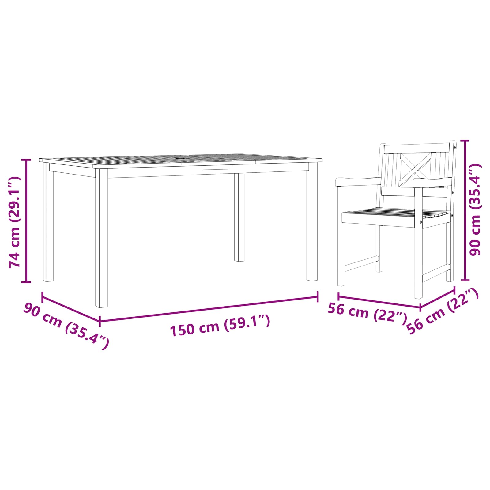 Garten Essgruppe 5 pcs Braun Massivholz Akazie