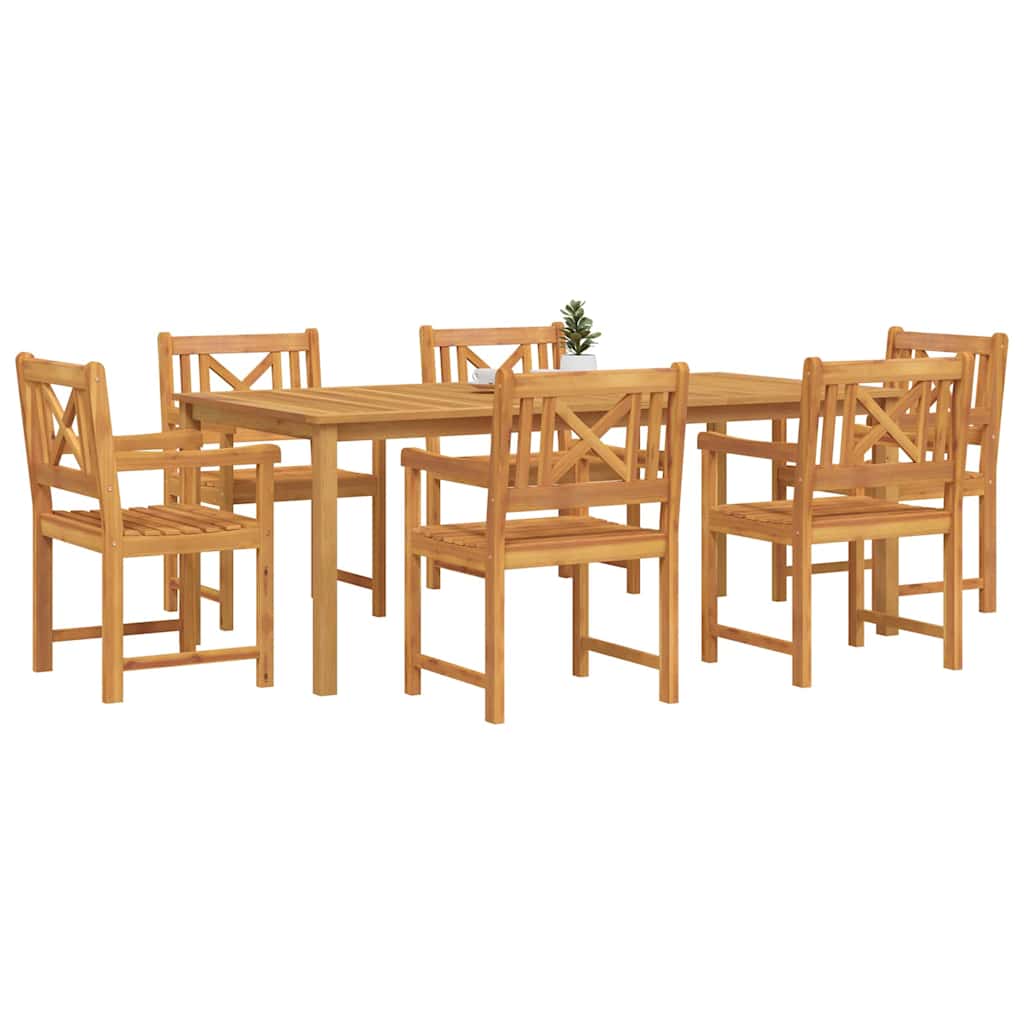 Garten Essgruppe 7 pcs Braun Massivholz Akazie