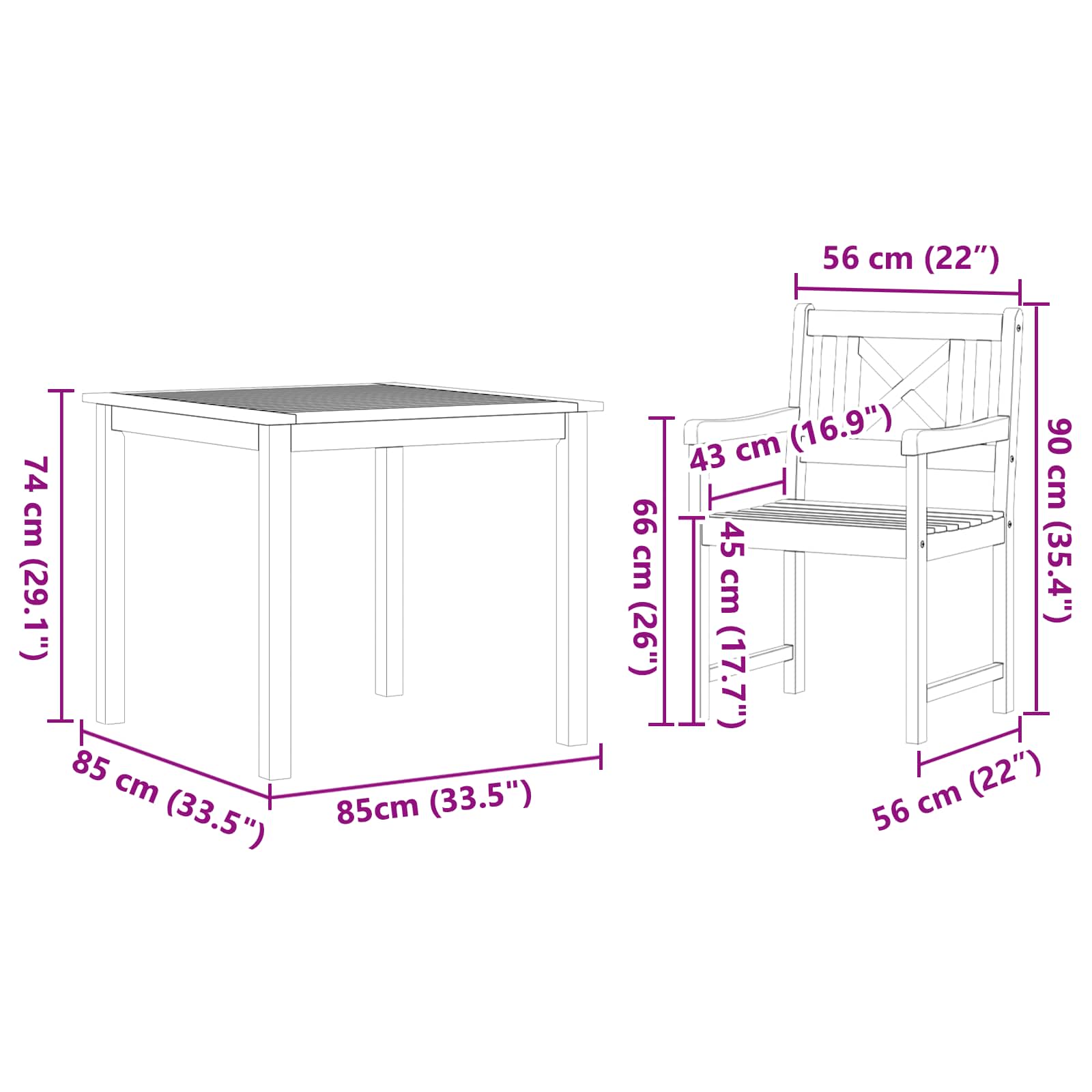 Garten Essgruppe 5 pcs Braun Massivholz Akazie