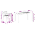 Garten Essgruppe 5 pcs Braun Massivholz Akazie