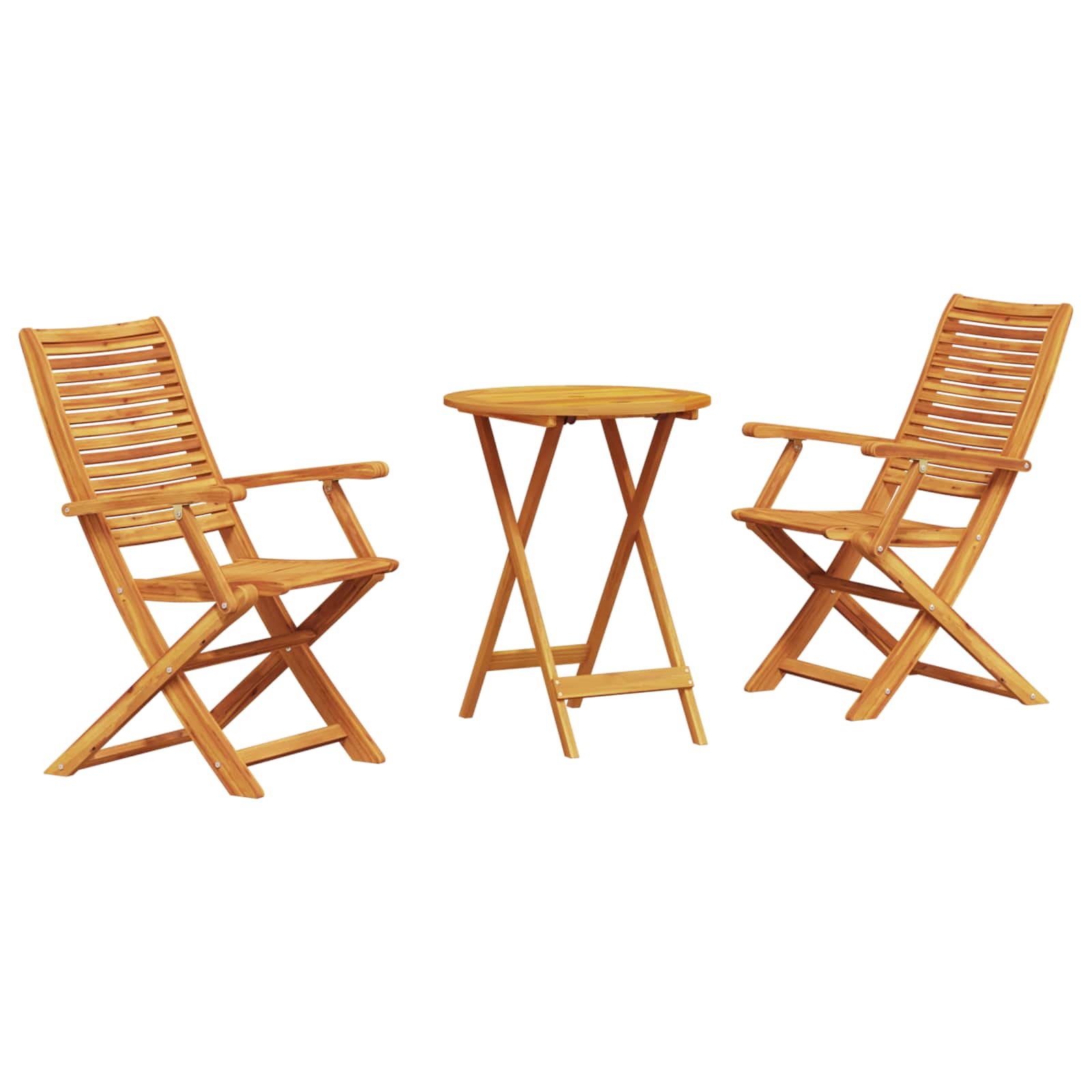 Klapp Bistro Set 3 pcs Braun Massivholz Akazie
