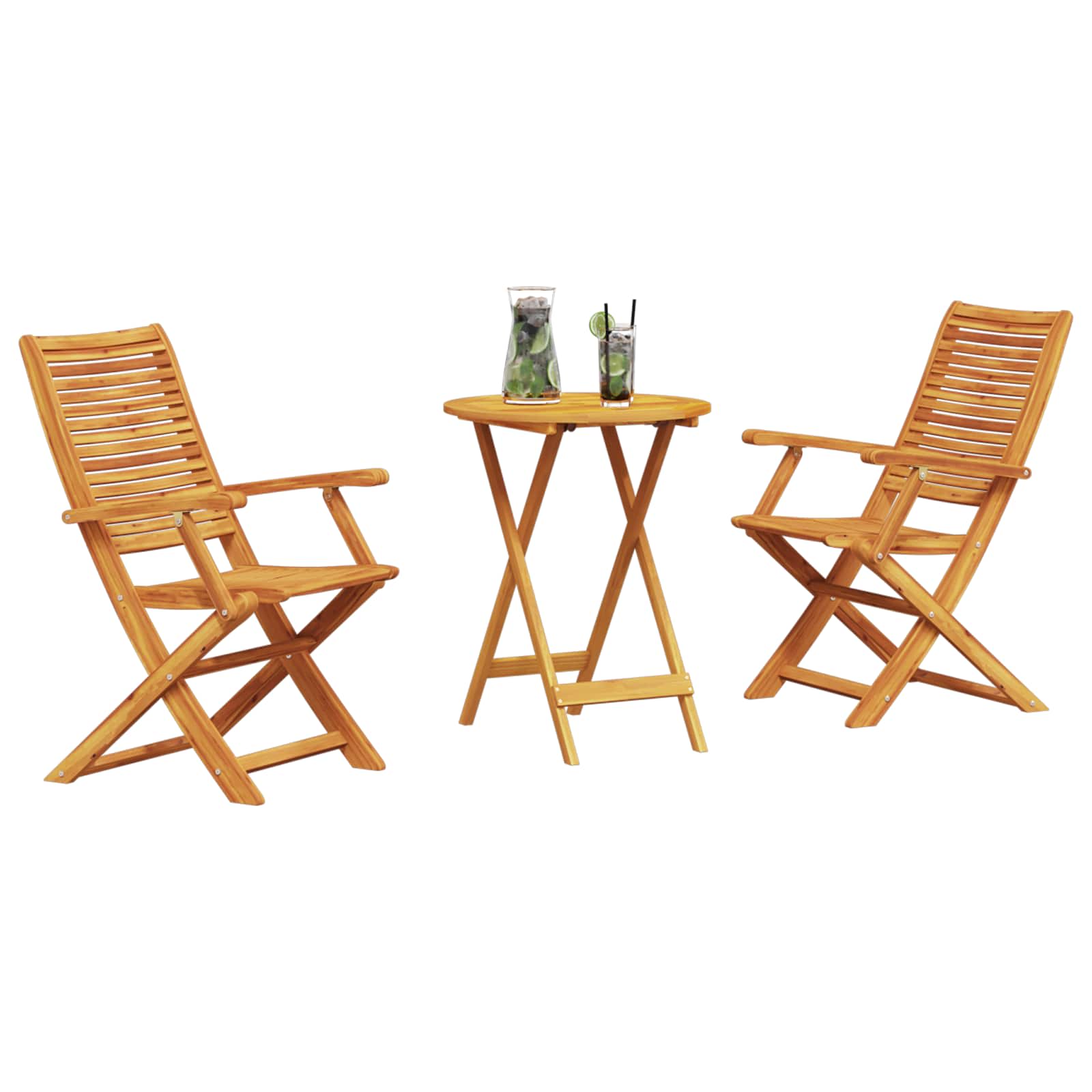 Klapp Bistro Set 3 pcs Braun Massivholz Akazie