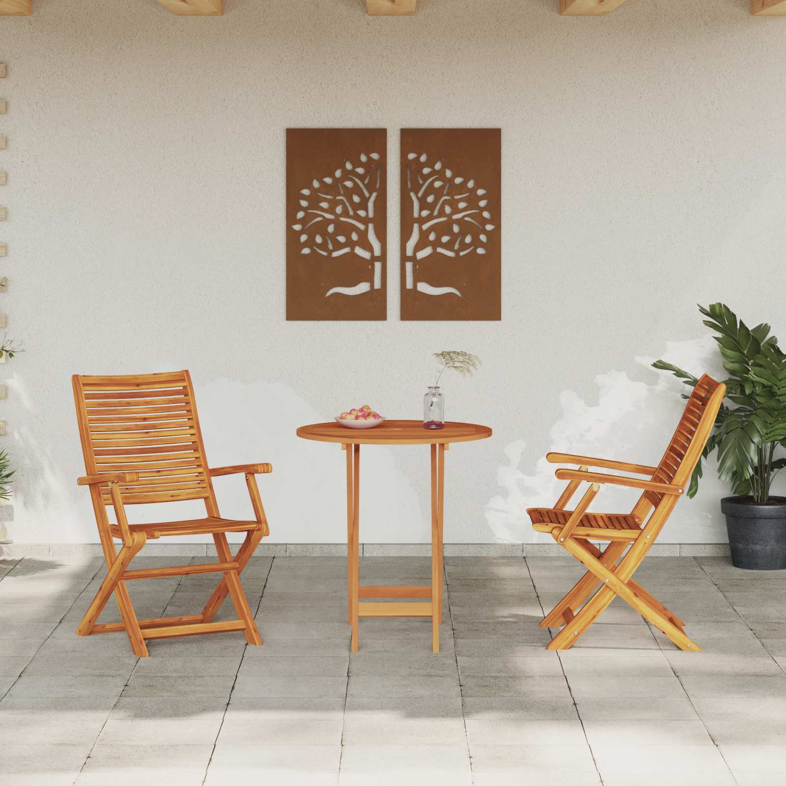 Klapp Bistro Set 3 pcs Braun Massivholz Akazie