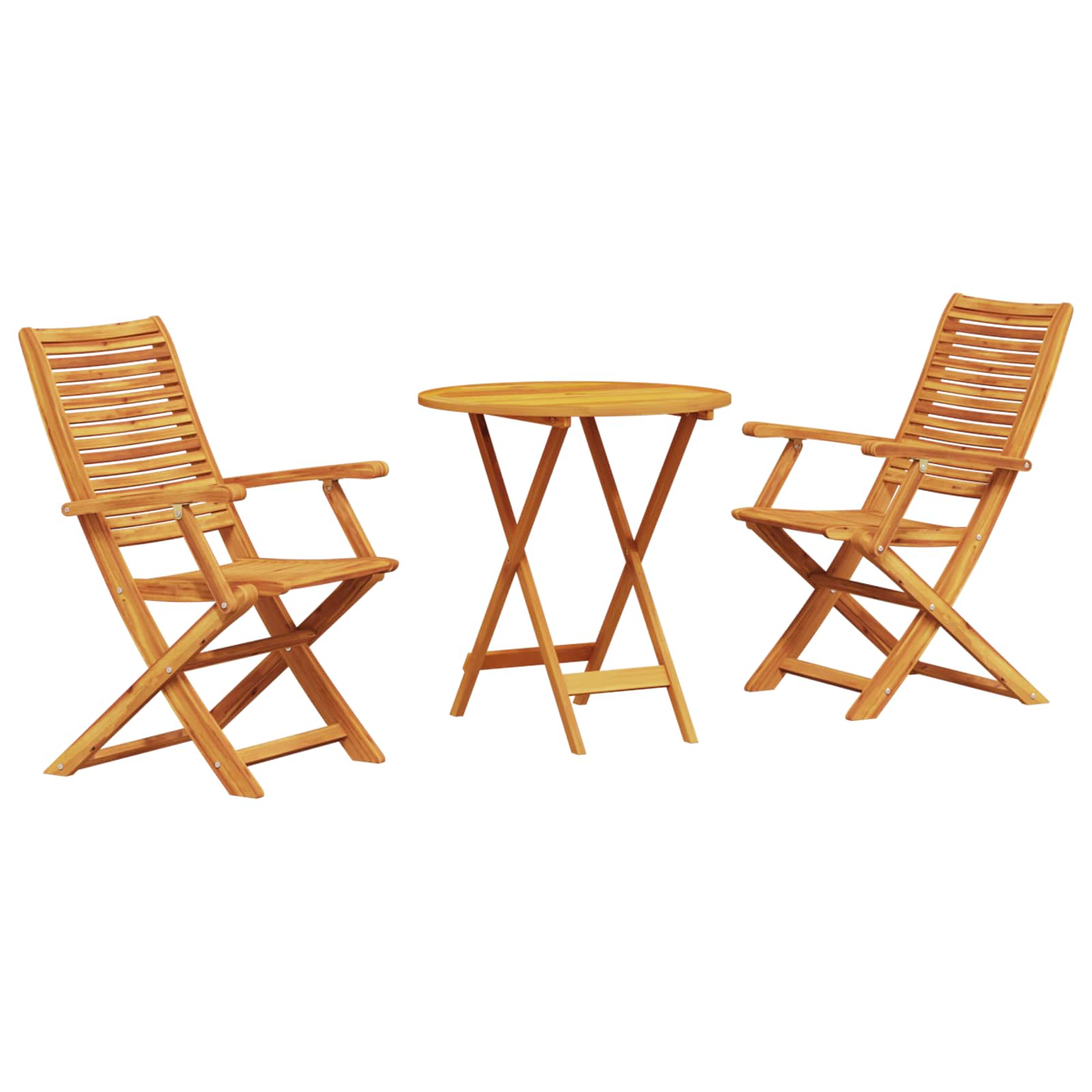 Klapp Bistro Set 3 pcs Braun Massivholz Akazie