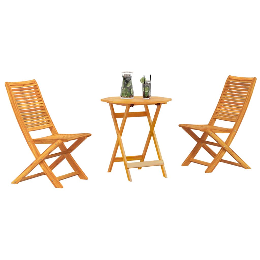 Klapp Bistro Set 3 pcs Braun Massivholz Akazie