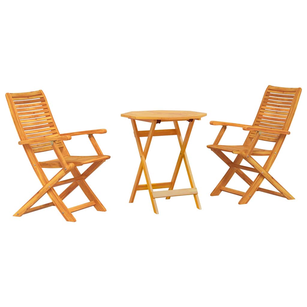Klapp Bistro Set 3 pcs Braun Massivholz Akazie
