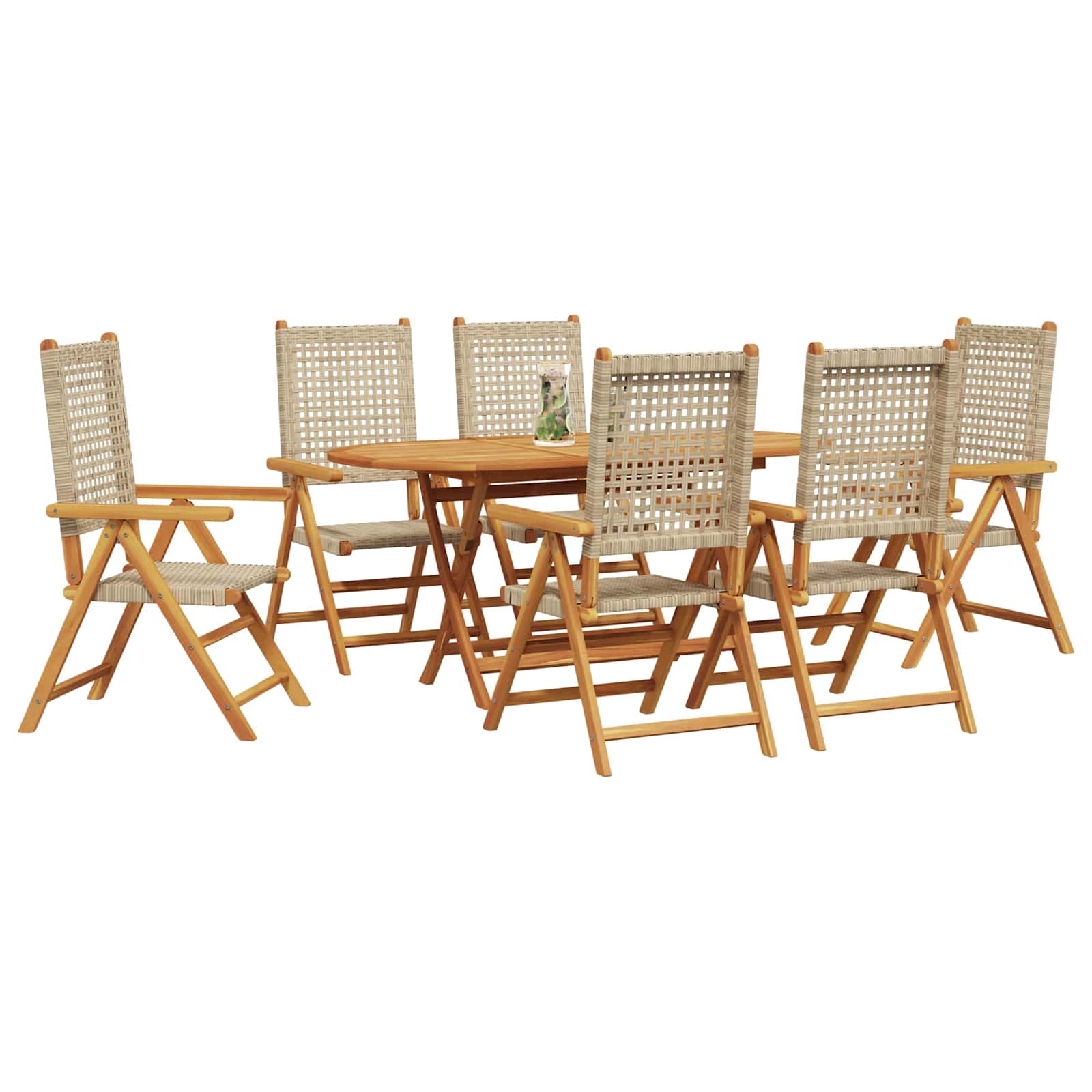Garten Essgruppe 7 pcs Beige Massivholz Akazie