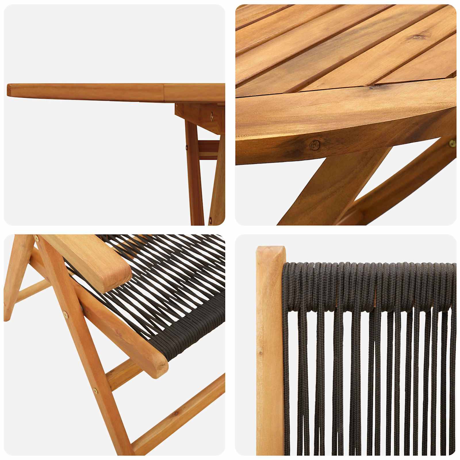 Garten Essgruppe 5 pcs Schwarz Massivholz Akazie