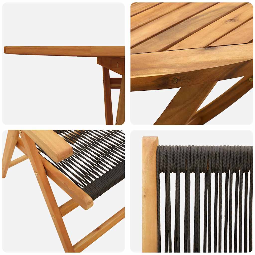 Garten Essgruppe 7 pcs Schwarz Massivholz Akazie