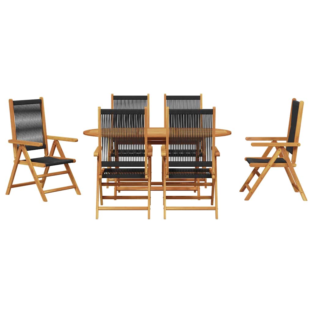 Garten Essgruppe 7 pcs Schwarz Massivholz Akazie