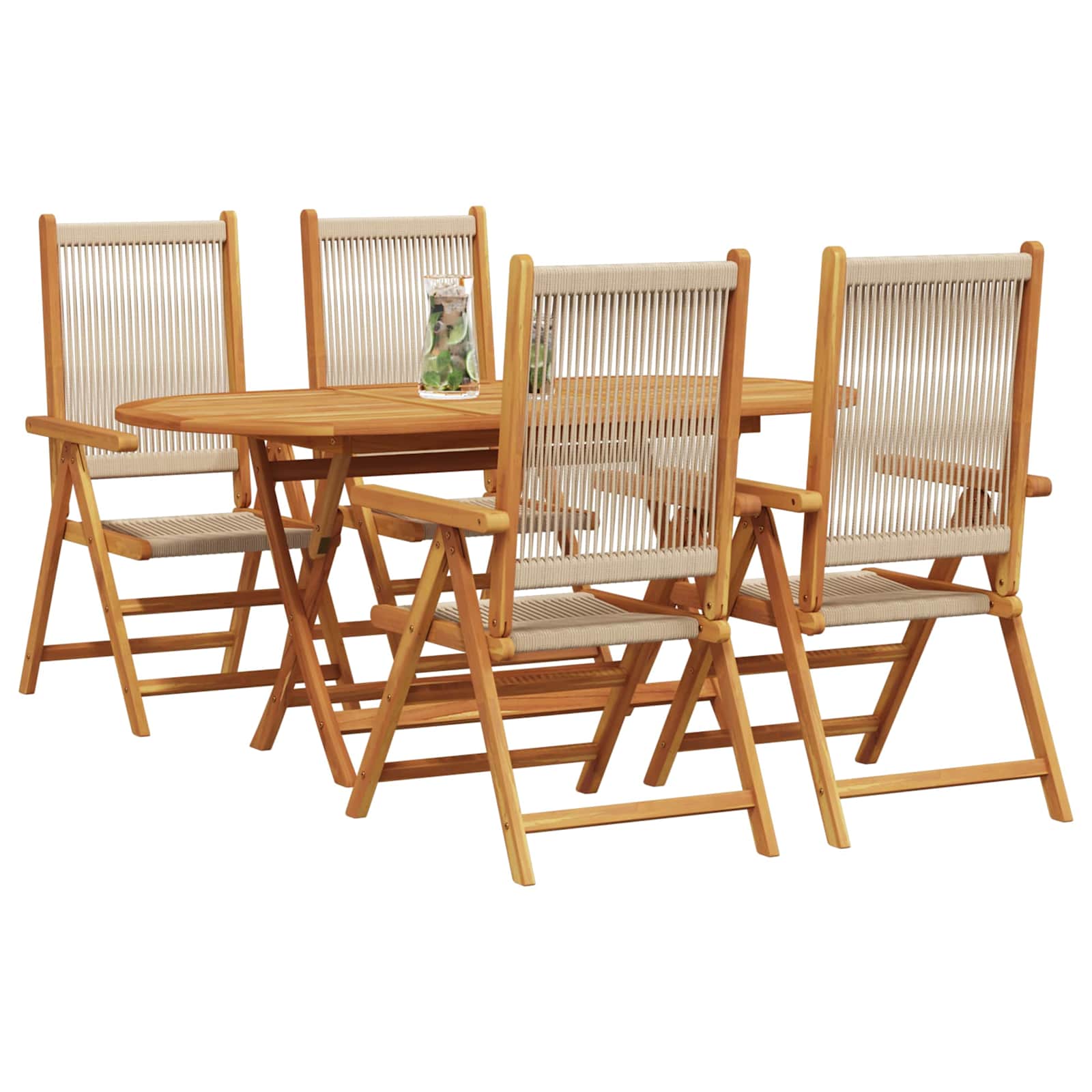 Garten Essgruppe 5 pcs Beige Massivholz Akazie