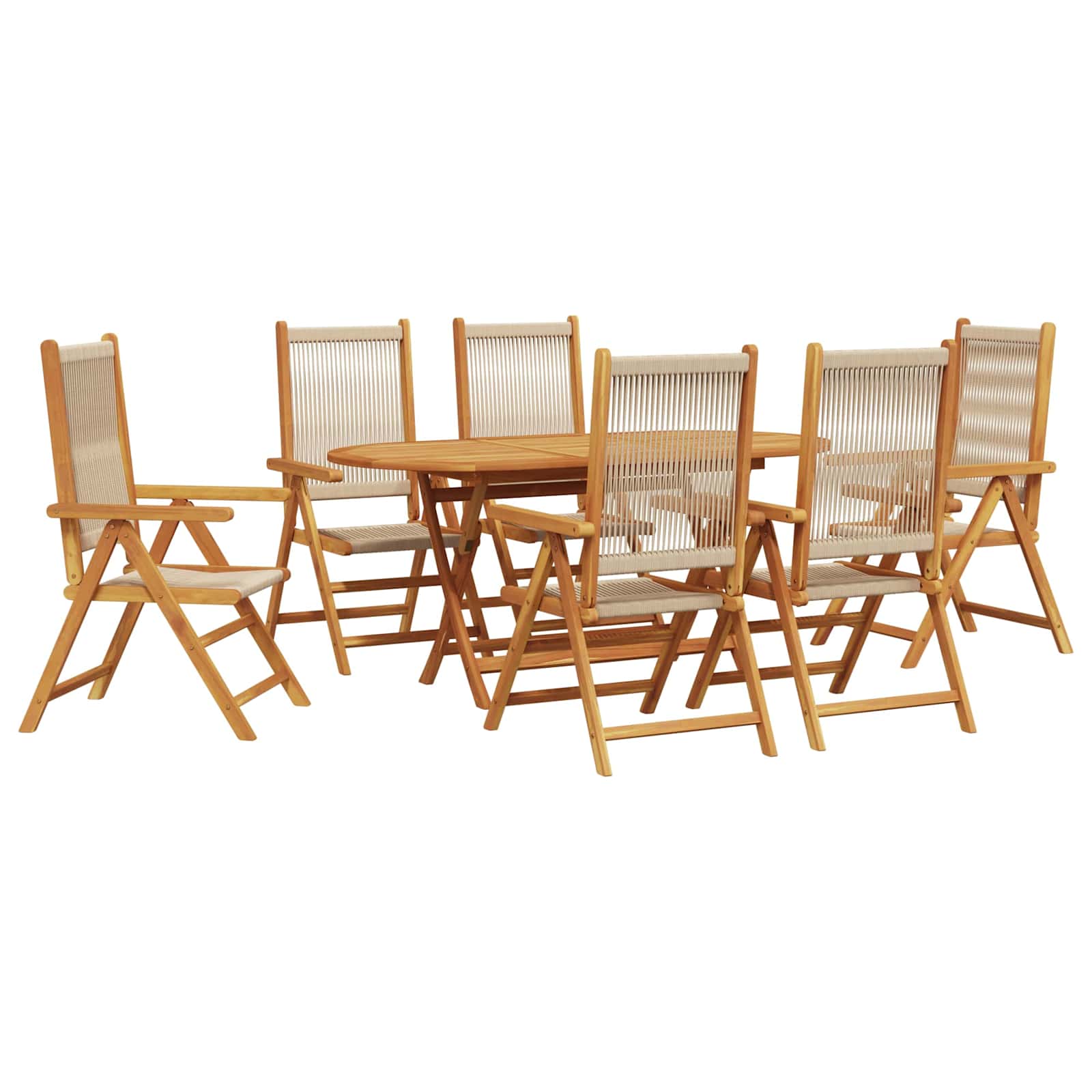 Garten Essgruppe 7 pcs Beige Massivholz Akazie