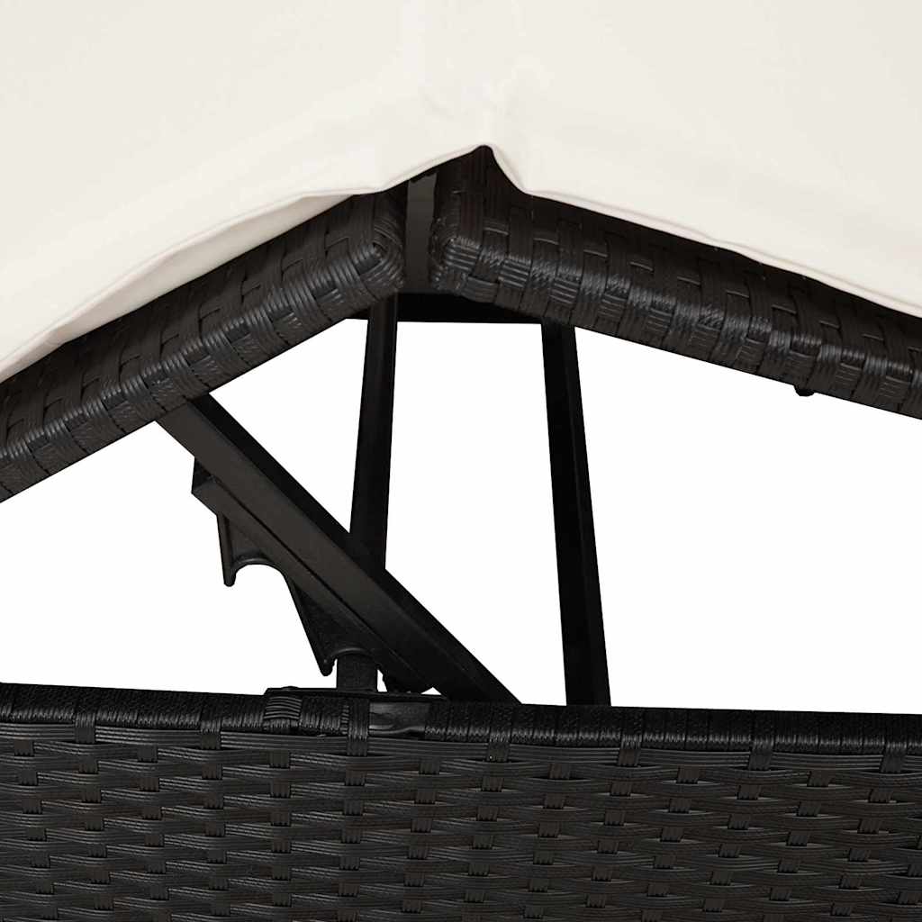 Doppelte Sonnenliege Warmes Weiß 205 x 129 x 200 cm Poly-Rattan
