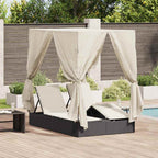 Doppelte Sonnenliege Warmes Weiß 205 x 129 x 200 cm Poly-Rattan