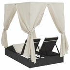 Doppelte Sonnenliege Warmes Weiß 205 x 129 x 200 cm Poly-Rattan