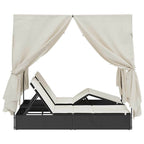 Doppelte Sonnenliege Warmes Weiß 205 x 129 x 200 cm Poly-Rattan