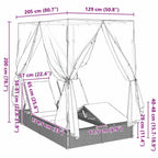 Doppelte Sonnenliege Warmes Weiß 205 x 129 x 200 cm Poly-Rattan