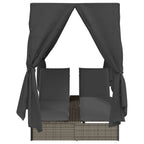 Doppelte Sonnenliege Grau 205 x 129 x 200 cm Poly-Rattan
