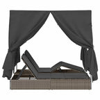 Doppelte Sonnenliege Grau 205 x 129 x 200 cm Poly-Rattan