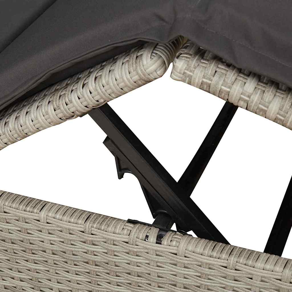 Doppelte Sonnenliege Hellgrau 205 x 129 x 200 cm Poly-Rattan