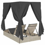 Doppelte Sonnenliege Hellgrau 205 x 129 x 200 cm Poly-Rattan