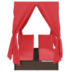 Doppelte Sonnenliege Rot 205 x 129 x 200 cm Poly-Rattan