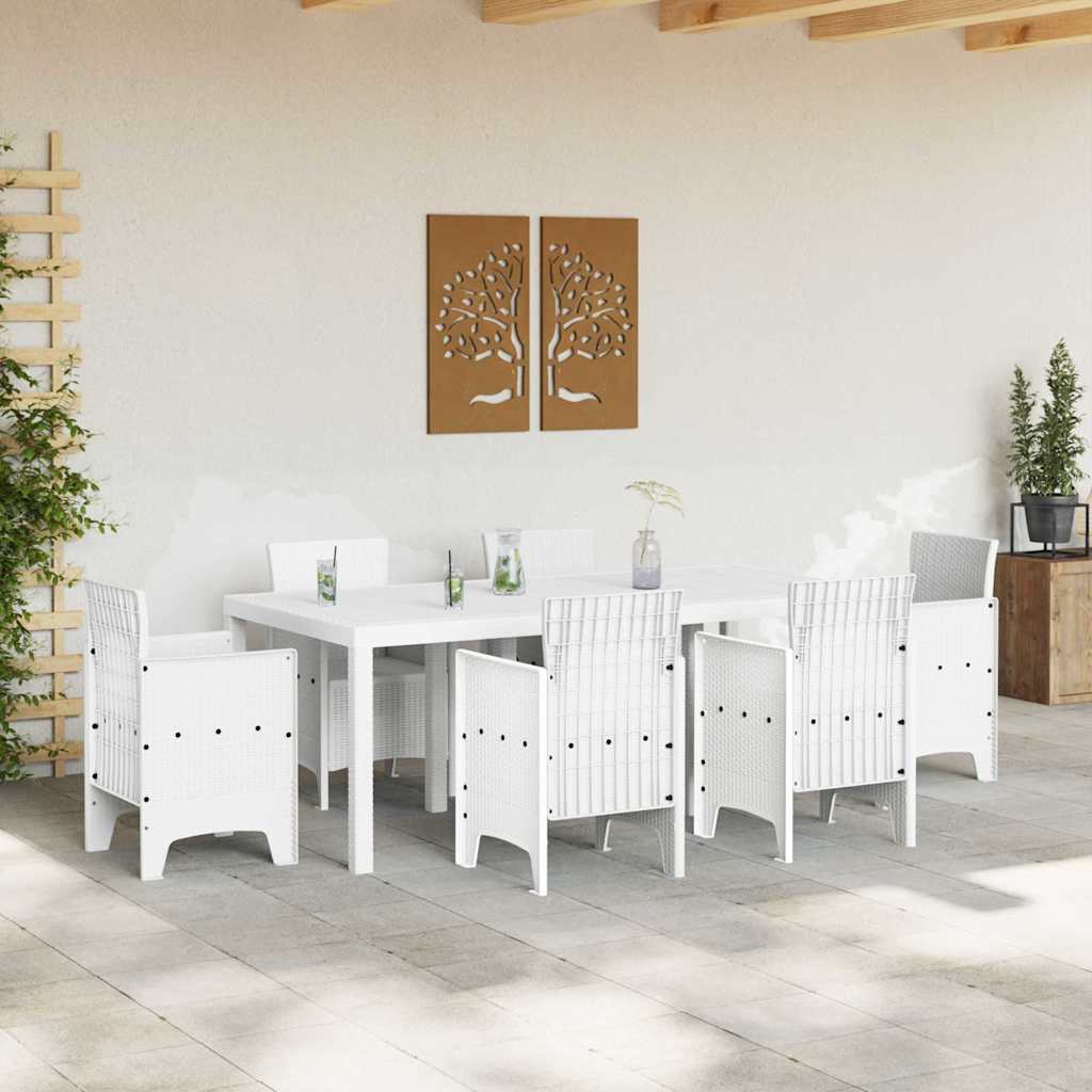 Gartentisch Weiß 200 x 100 x 73 cm Poly-Rattan
