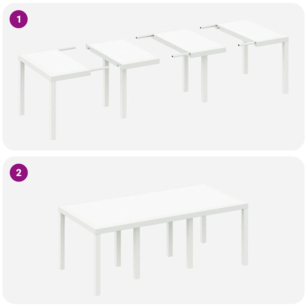 Gartentisch Weiß 200 x 100 x 73 cm Poly-Rattan