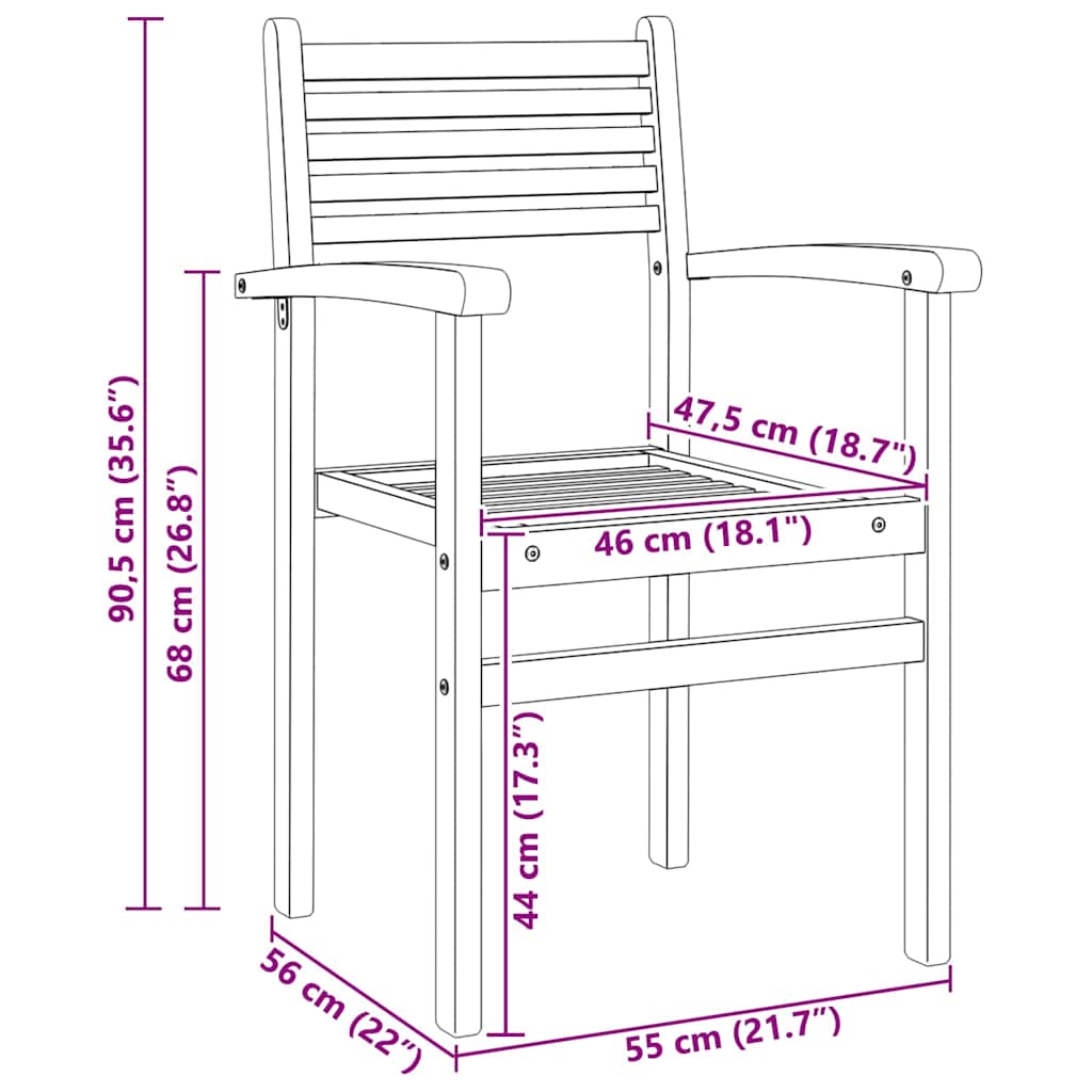 Stuhl 6 pcs Braun 56 x 55 x 90,5 cm Massivholz Teak