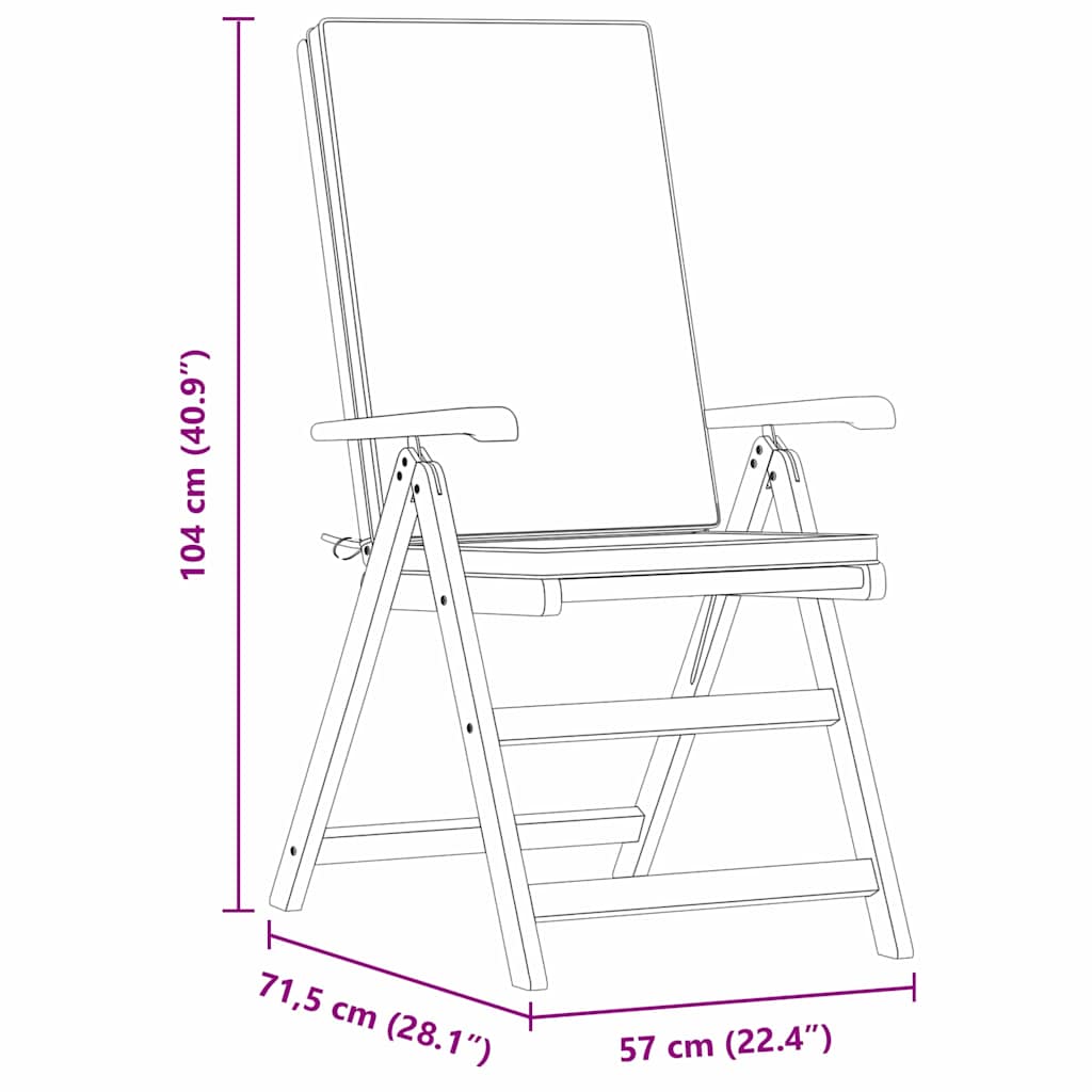 Gartenstuhl 4 pcs Braun und Weiß 57 x 71,5 x 104 cm