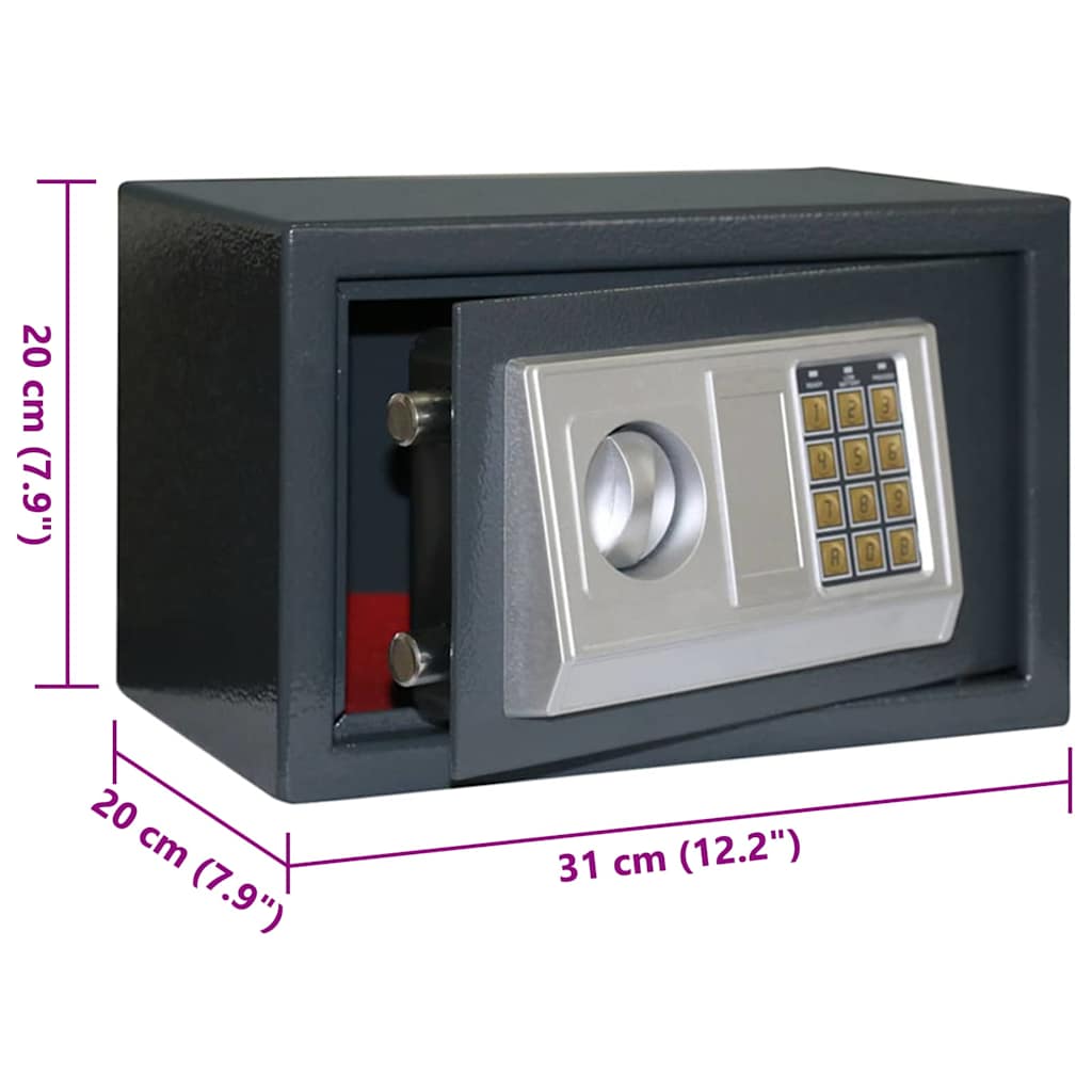 Digitaler Safe mit Schloss Dunkelgrau 31 x 20 x 20 cm Stahl