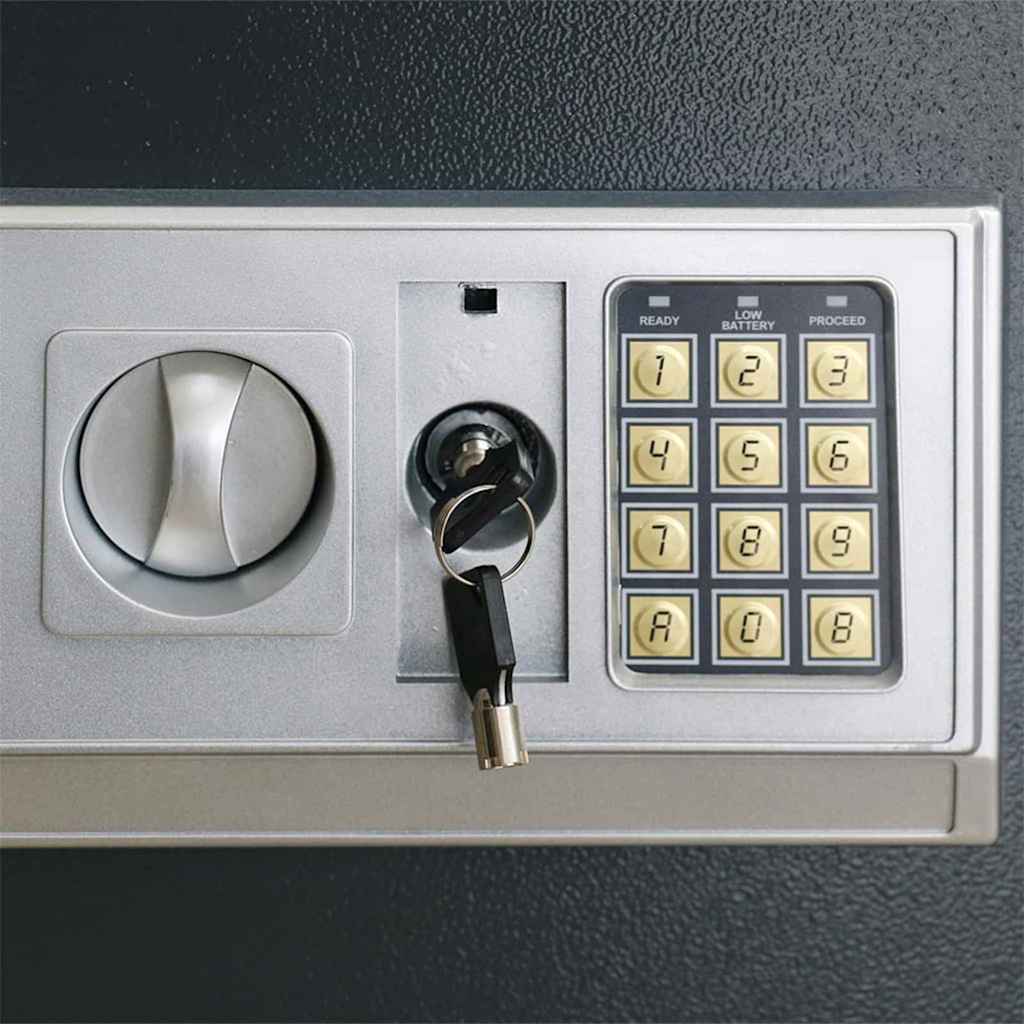 Digitaler Safe mit Schloss Dunkelgrau 35 x 31 x 50 cm Stahl